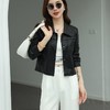 2023秋季新款皮衣外套女韩版翻领短款水洗PU皮衣修身皮夹克 商品缩略图4