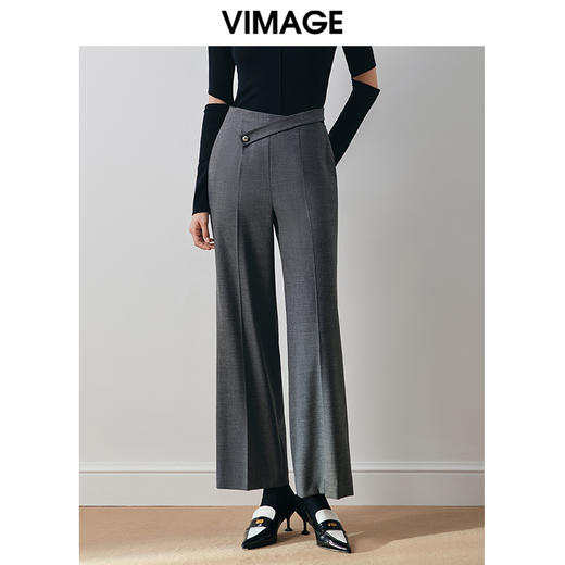 VIMAGE纬漫纪冬季气质通勤百搭显瘦高腰休闲直筒裤子V2005620 商品图3