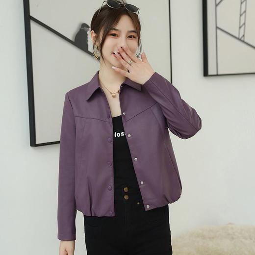 韩版短款皮衣外套女2023秋季新款翻领百搭水洗PU皮衣修身皮夹克女 商品图3