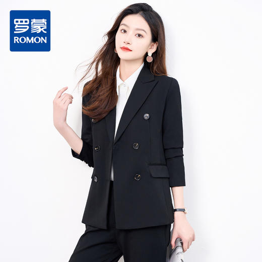 【上衣+裤子】罗蒙女式套装职场必备简约百搭商务时尚西服两件套女 商品图2