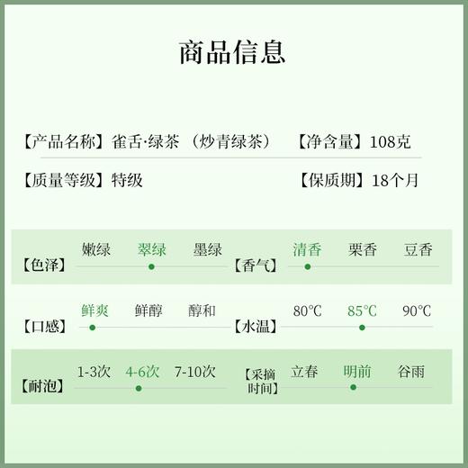 【年货】茶叶 雀舌 绿茶  四川特产 伴手礼盒 叙府 茶饮 108g 商品图5