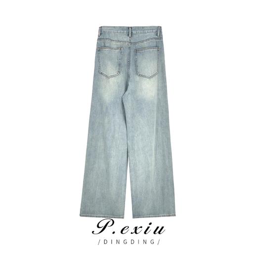 01-1潘依绣丁丁宠粉  夏季美式水洗印花宽松时尚百搭破洞直筒牛仔裤 57210 商品图1