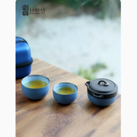 【彼达思】 陆宝陶瓷户外泡茶器具金喜环旅行套组一壶两杯