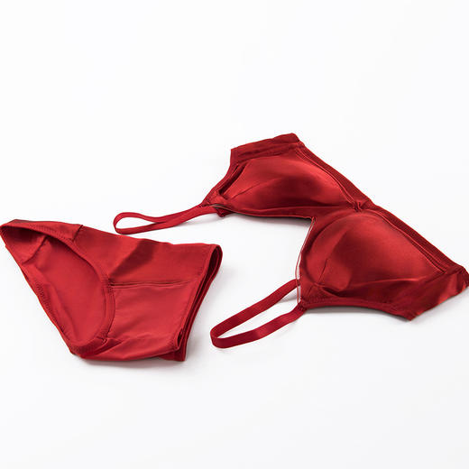 TG-TG02S203 本命年大红色真丝内衣套装女 薄款结婚新娘性感桑蚕丝文胸 商品图0