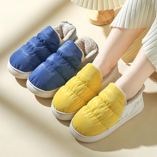 羽绒布包跟棉拖女冬季高颜值情侣款超轻居家月子鞋厚底保暖拖鞋 商品图4