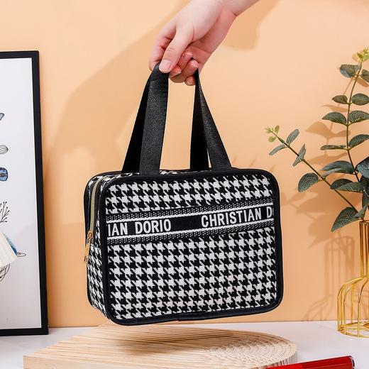 新款千鸟格化妆包ins洗漱收纳包化妆品收纳包便携耐脏百搭手提包 商品图1