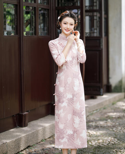 复古大码中式亚麻旗袍，五分中袖文艺棉麻民族风开叉中长款显瘦旗袍GT-0860 商品图2