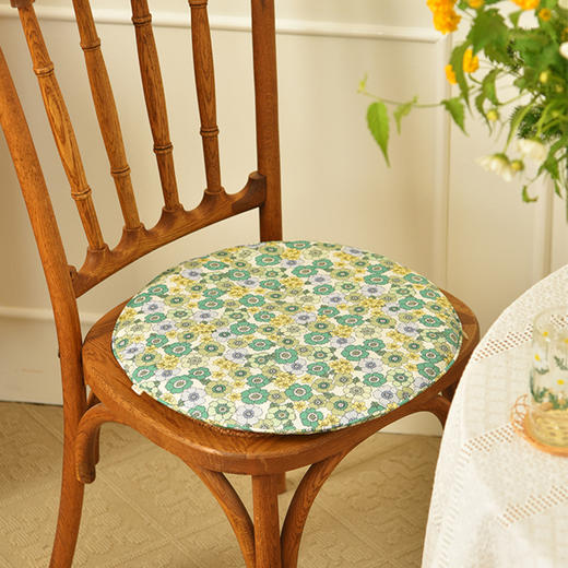 田园碎花系列椅垫家用四季通用中式实木加厚餐椅防滑圆形座垫 商品图1