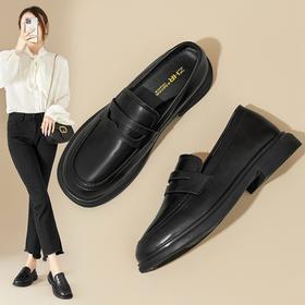 ZHR厚底乐福鞋2023秋季新款英伦风法式小皮鞋jk一脚蹬单鞋ins女鞋