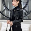 韩版机车风短款皮衣外套女2023秋季新款西装领修身水洗蛋白皮夹克 商品缩略图0