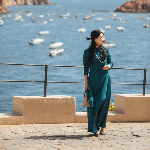 【林栖设计小店】提花长衫套装复古新中式百搭2023秋冬新品阔腿裤上衣女1934086 商品图3