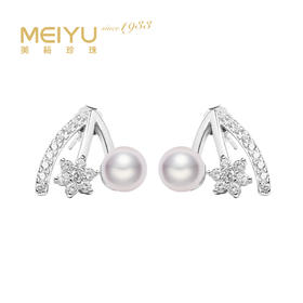 美裕 银925淡水珍珠耳钉 6-7mm白 107235