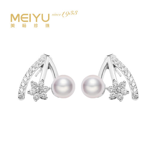 美裕 银925淡水珍珠耳钉 6-7mm白 107235 商品图0