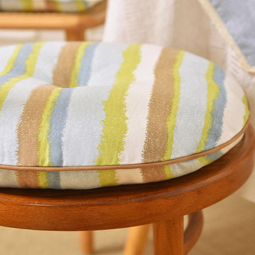 海洋条纹衍缝椅垫家用四季通用中式实木加厚餐椅防滑圆形座垫 商品图3