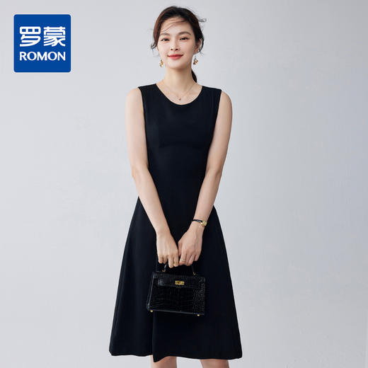 【简约优雅】罗蒙女士连衣裙百搭日常聚会职场无袖中长款连衣裙女 商品图2