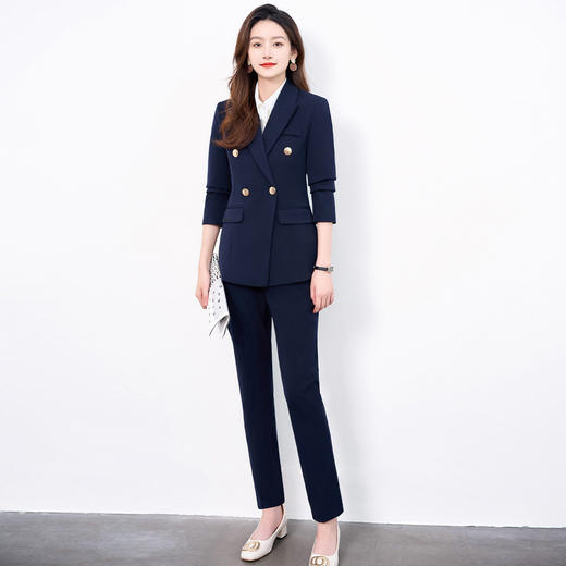 【上衣+裤子】罗蒙女式套装商务简约职场通勤简约西装两件套女 商品图6