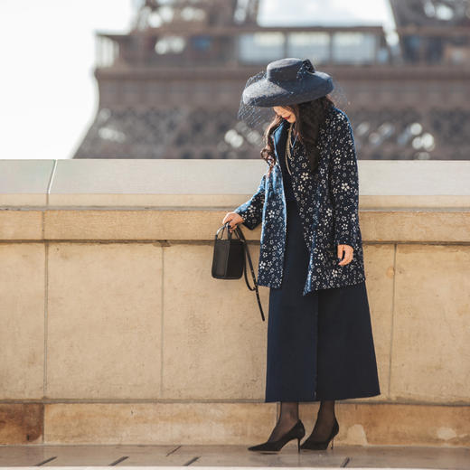 【林栖设计小店】【双面可穿】绵羊毛双面呢双面穿传统提花保暖2023秋冬新品外套女1934017 商品图2