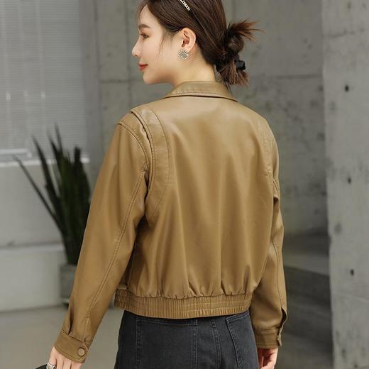 2023秋季新款短款皮衣外套女韩版休闲宽松水洗PU皮夹克 商品图1