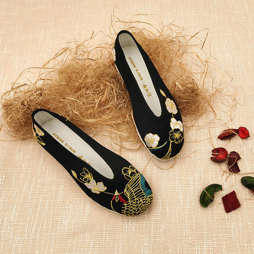 内联升女鞋手工单鞋千层底雨燕报春手工小元口布鞋（云燕）8665A 商品图1