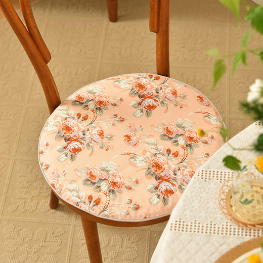 法式玫瑰椅垫家用四季通用中式实木加厚餐椅防滑圆形座垫 商品图2
