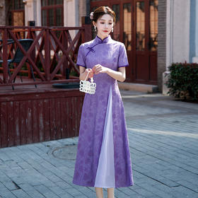 仿丝改良旗袍日常可穿素雅时尚减龄修身显瘦遮肚收腰连衣裙TY-002
