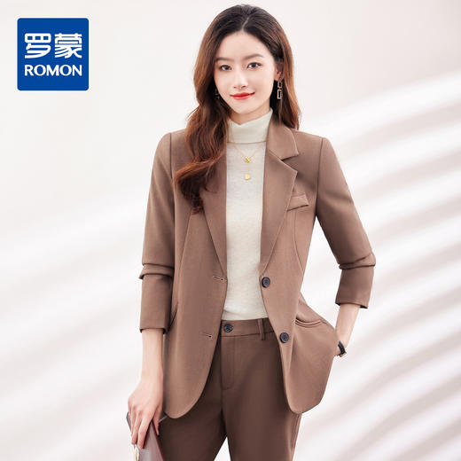 【上衣+裤子】罗蒙女式套装简约舒适百搭通勤西服套装两件套女 商品图0