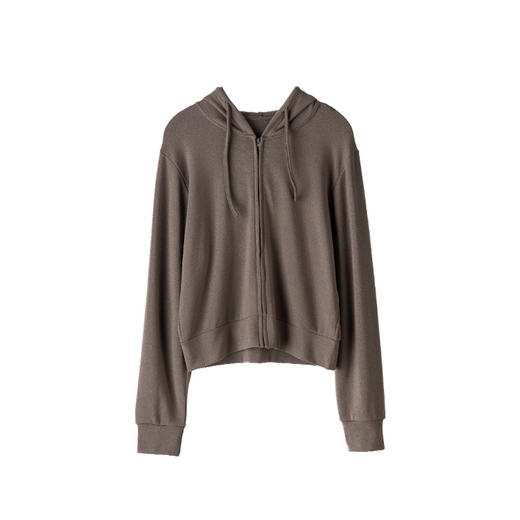 「五色可选！短款拉链衫」秋冬外搭开衫 长袖女纯色连帽卫衣薄款休闲纯色拉链外套修身针织衫上衣 商品图4