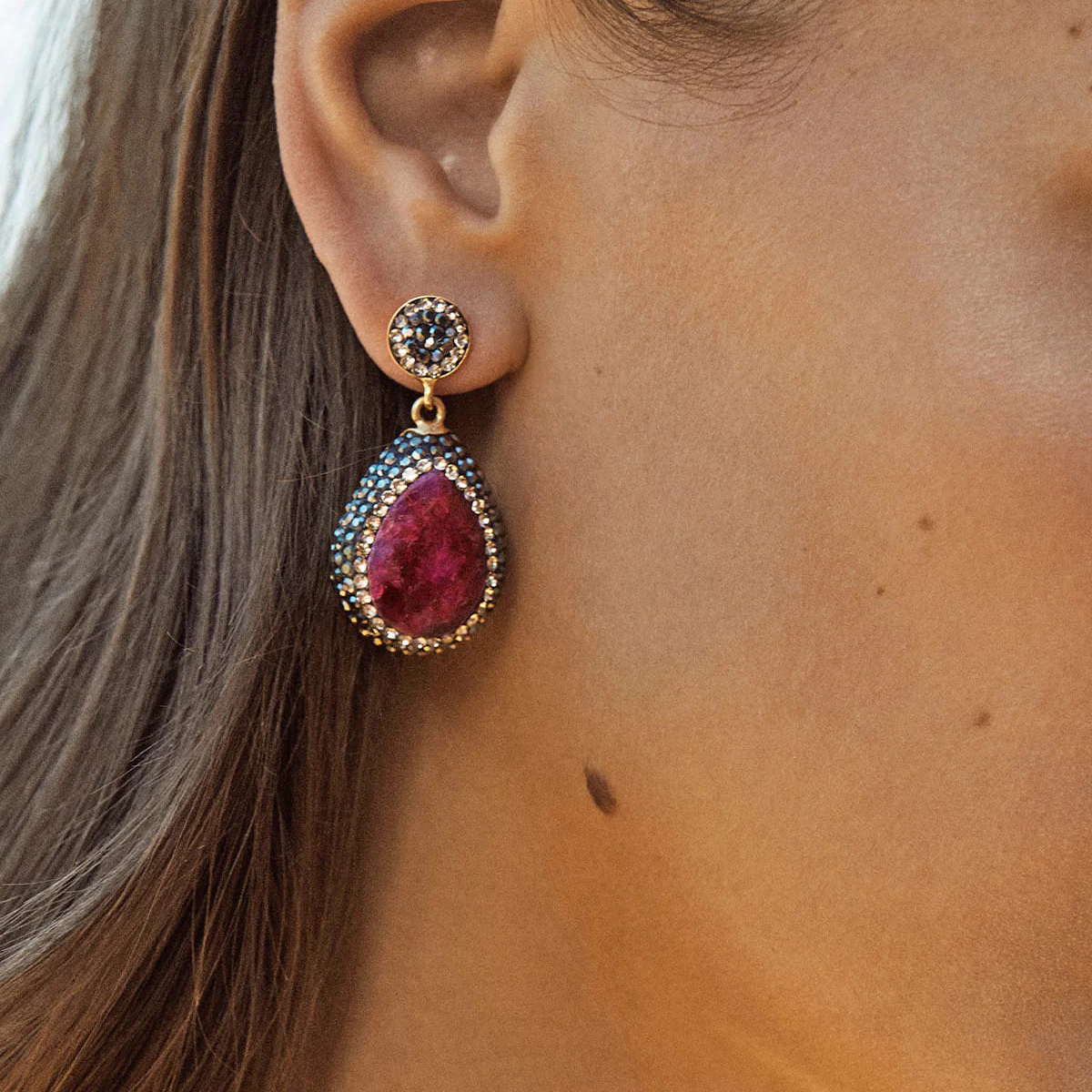 北京仓｜SORU-凯特同款-红宝石 耳环［英国设计师］