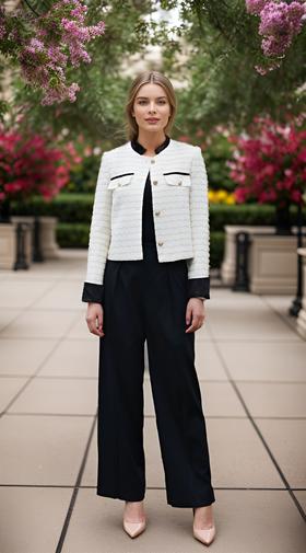 中式领撞色盘扣装饰外套