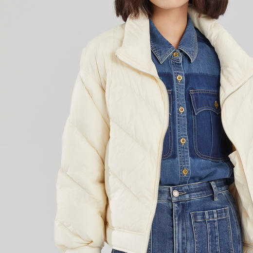 谜底立领短款羽绒服女2023冬新款纯色基础百搭鸭绒保暖239MY7311 商品图3