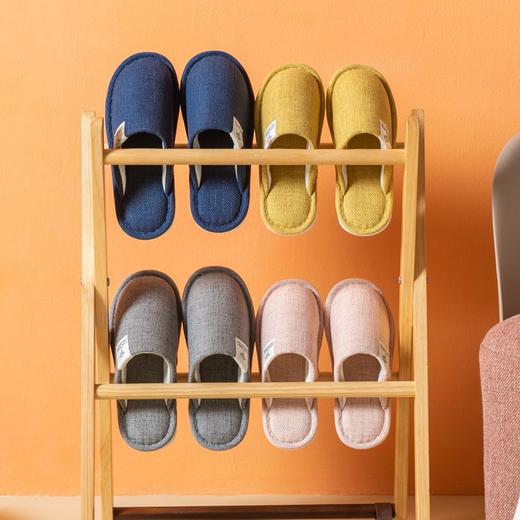 秋冬季亚麻拖鞋包头家居情侣室内地板月子男女防滑软底棉拖鞋家用 商品图2