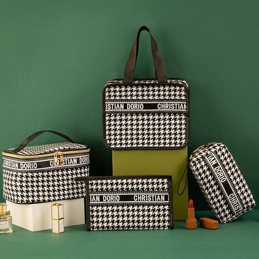 新款千鸟格化妆包ins洗漱收纳包化妆品收纳包便携耐脏百搭手提包 商品图5