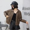 韩版短款皮衣外套女2023秋季新款翻领宽松休闲水洗皮衣女 商品缩略图0