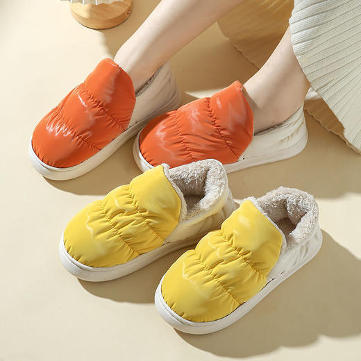 羽绒布包跟棉拖女冬季高颜值情侣款超轻居家月子鞋厚底保暖拖鞋 商品图2
