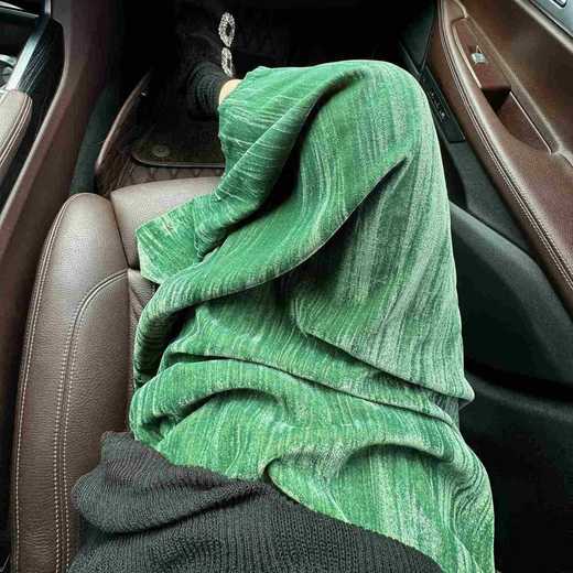 基础款丨肌理丝绒 半身裙 垂感高腰 后开衩 商品图1