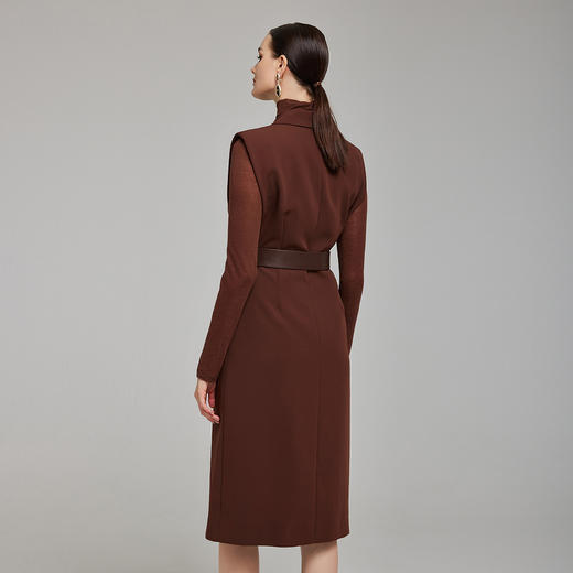 NG400斯尔丽2023秋季新款西装领可打开式马甲连衣裙搭配腰带韩版气质 商品图1