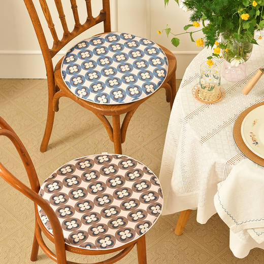 四叶草系列椅垫家用四季通用中式实木加厚餐椅防滑圆形座垫 商品图0