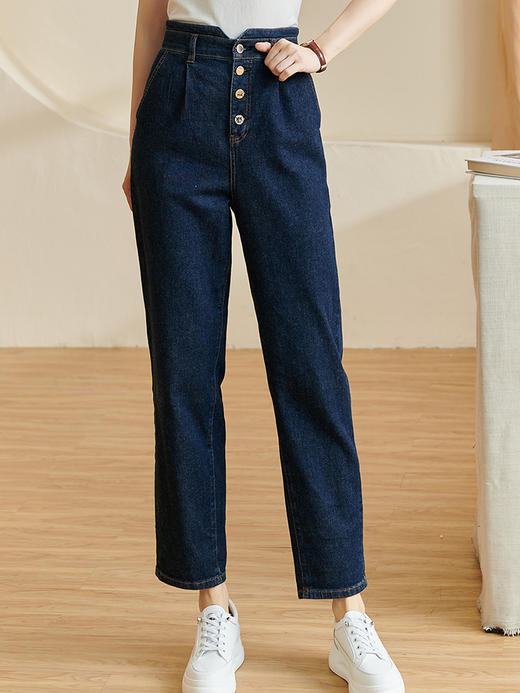 剩L/XL/XXL 米思阳2026春季新款百搭设计感牛仔裤微弹显瘦小个子直筒裤子2638 商品图0