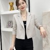 韩版短款款皮衣外套女2023秋季新款西装领修身蛋白皮夹克外套 商品缩略图1