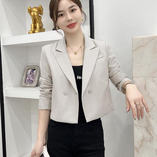 韩版短款款皮衣外套女2023秋季新款西装领修身蛋白皮夹克外套 商品图1