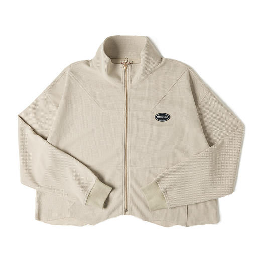 马登女装盐系氛围感半高立领拉链卫衣华夫格罗纹袖口休闲外套早秋 商品图6