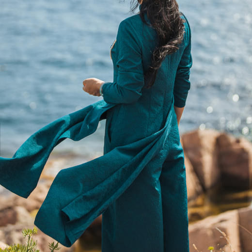 【林栖设计小店】提花长衫套装复古新中式百搭2023秋冬新品阔腿裤上衣女1934086 商品图7