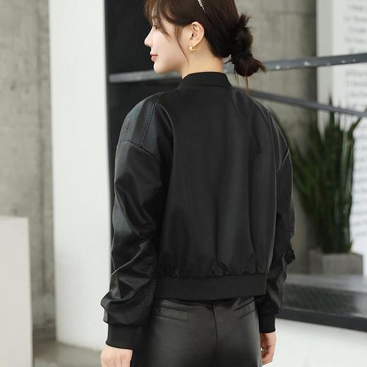 韩版短款皮衣外套女2023春季新款V领皮夹克修身水洗PU皮衣女 商品图4