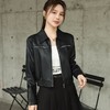 2023秋季新款短款皮衣外套女韩版翻领水洗蛋白皮修身皮夹克 商品缩略图4