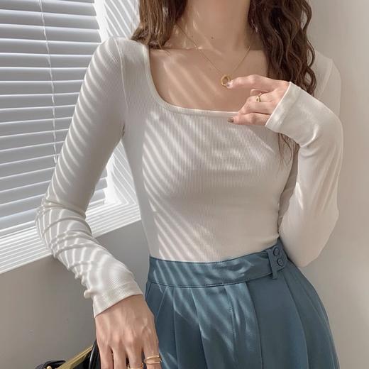 基础款丨超美弧线 大领口 方圆领 修身打底衫 商品图1