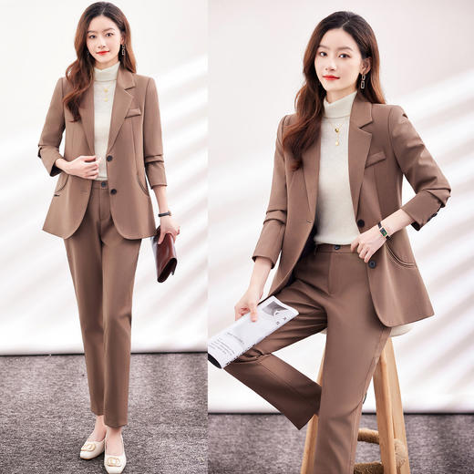 【上衣+裤子】罗蒙女式套装简约舒适百搭通勤西服套装两件套女 商品图3
