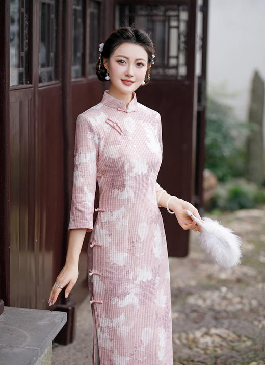 复古大码中式亚麻旗袍，五分中袖文艺棉麻民族风开叉中长款显瘦旗袍GT-0860 商品图4