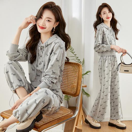 秋季新款，时尚洋气休闲卫衣+直筒阔腿运动裤两件套HR-SSFB2781 商品图0