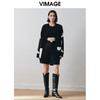 VIMAGE纬漫纪冬季新款时尚宽松舒适撞色气质针织开衫V2001614 商品缩略图1