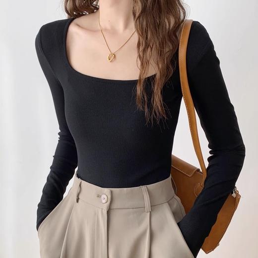 基础款丨超美弧线 大领口 方圆领 修身打底衫 商品图0